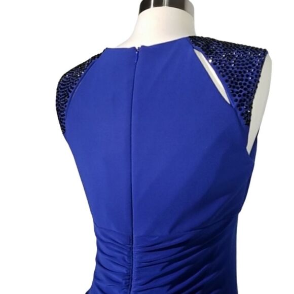 Cache Royal Blue Studded Ruched Cocktail Dress 6 - Picture 5 of 8